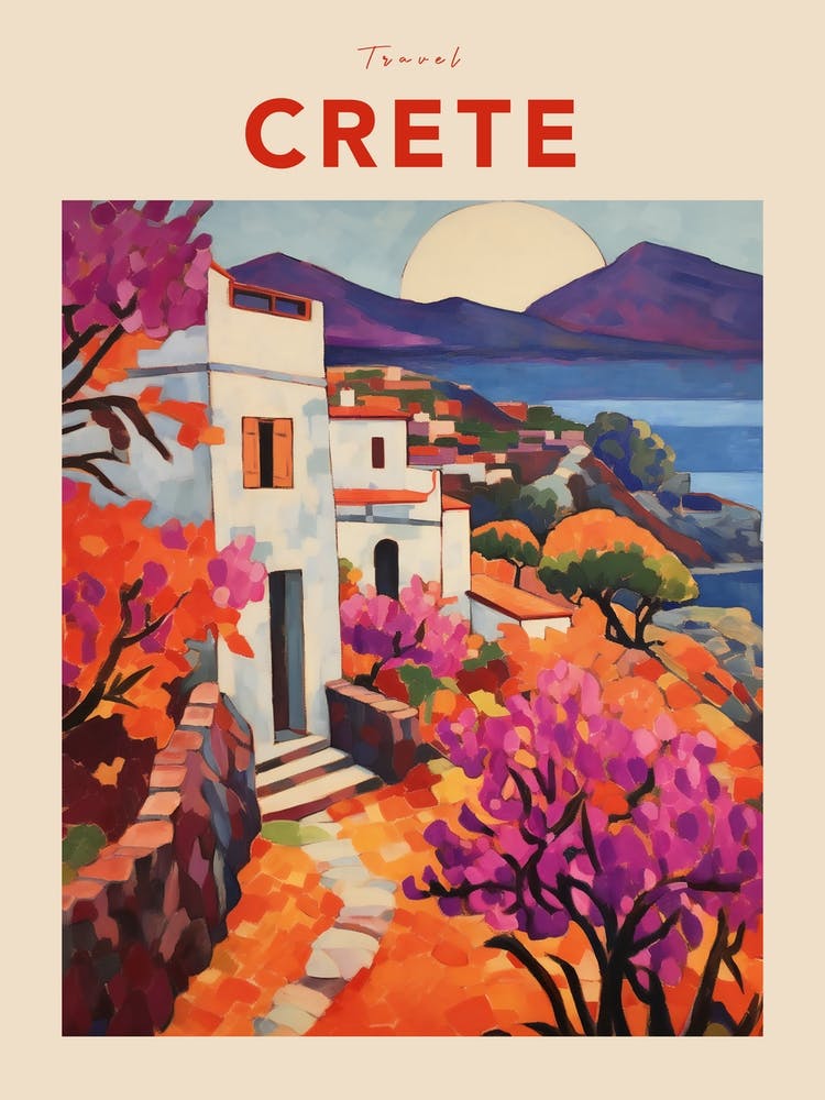 Crete Greece 2 Fauvist Travel Poster
