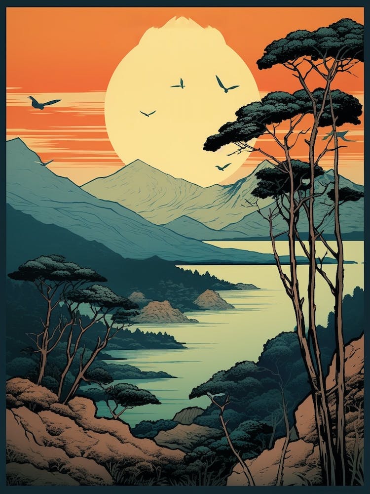 Parc National de Shiretoko, Japon Art de Voyage Vintage 3