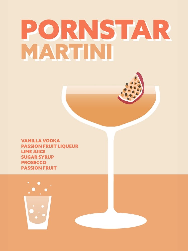 Pornstar Martini Cocktail Yellow Colourful Bar Wall