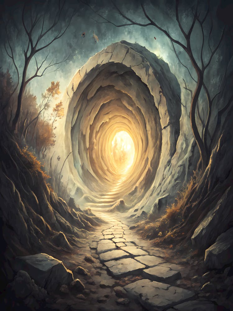 Oil Painting Style Spiral Tunnel Portal Fantasy