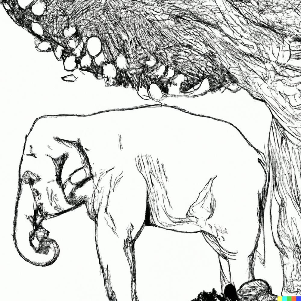 Elephant In The Forest Eating Fruits