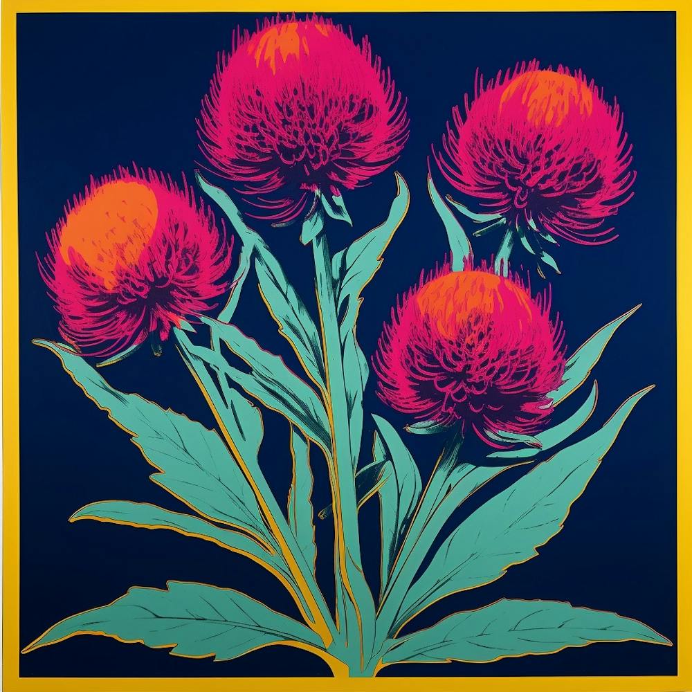Globe Amaranth 3 Pop Art Illustration Square