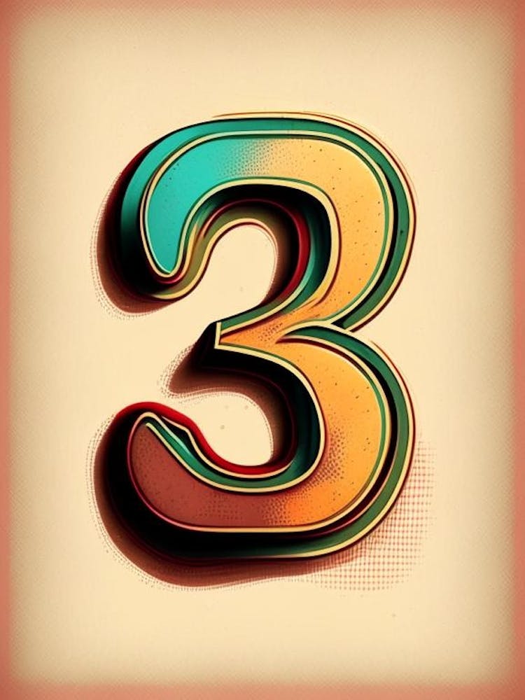 32, Number, Education Retro Drawing 1