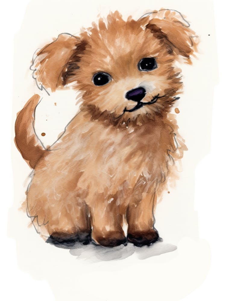 A Puppy Watercolour Childrens Drawing 3watercolour