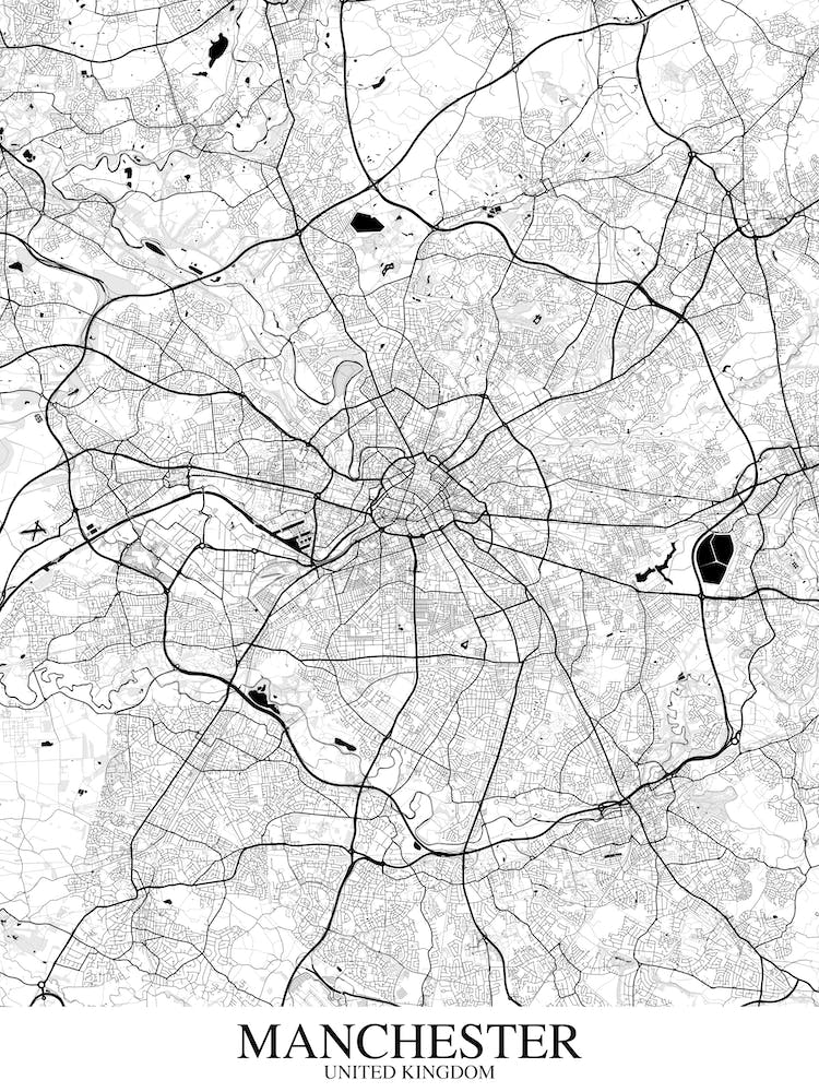 Manchester White Black Map