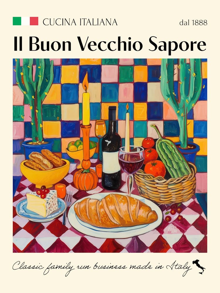 Il Buon Vecchio Sapore Trattoria Italian Poster Food Kitchen