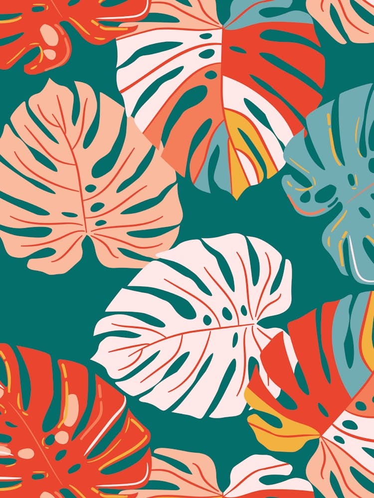 Boho Matisse Style Tropical Leaves 1