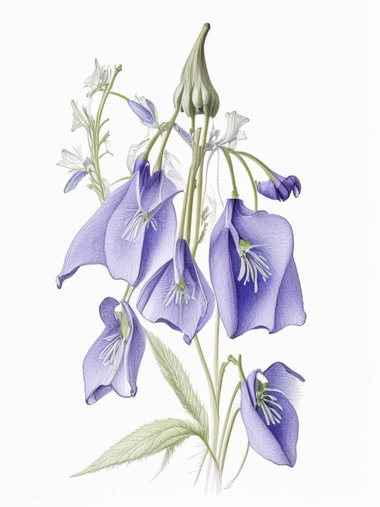 Canterbury Bell Floral Quentin Blake Inspired Illustration 1 Flower