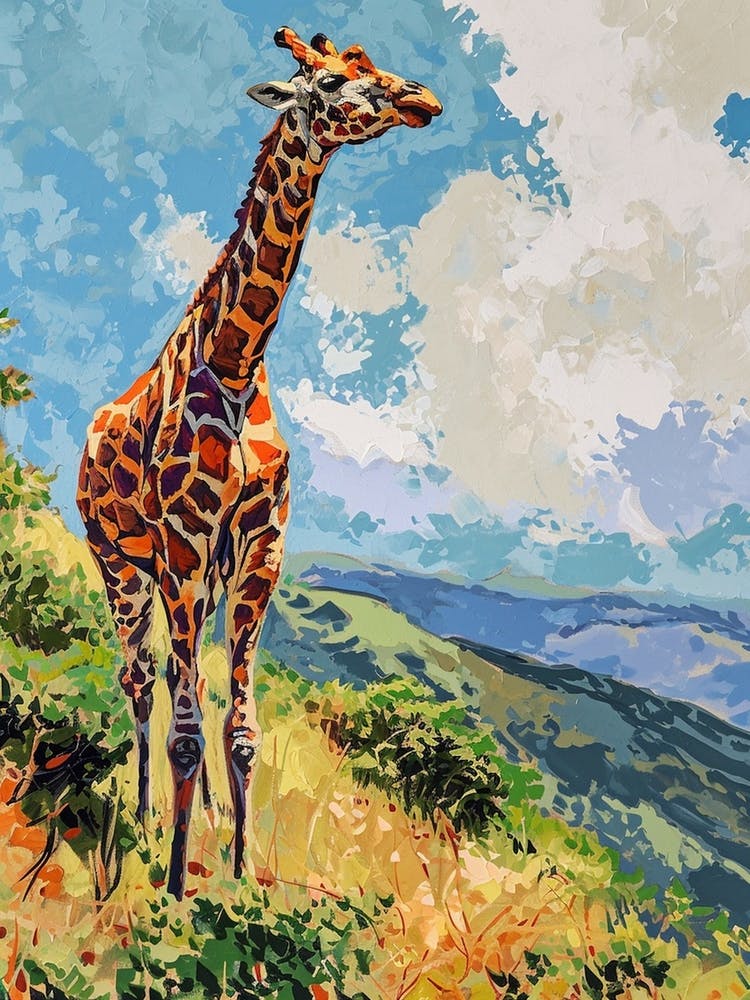 Giraffe On A Hill Illustration 3