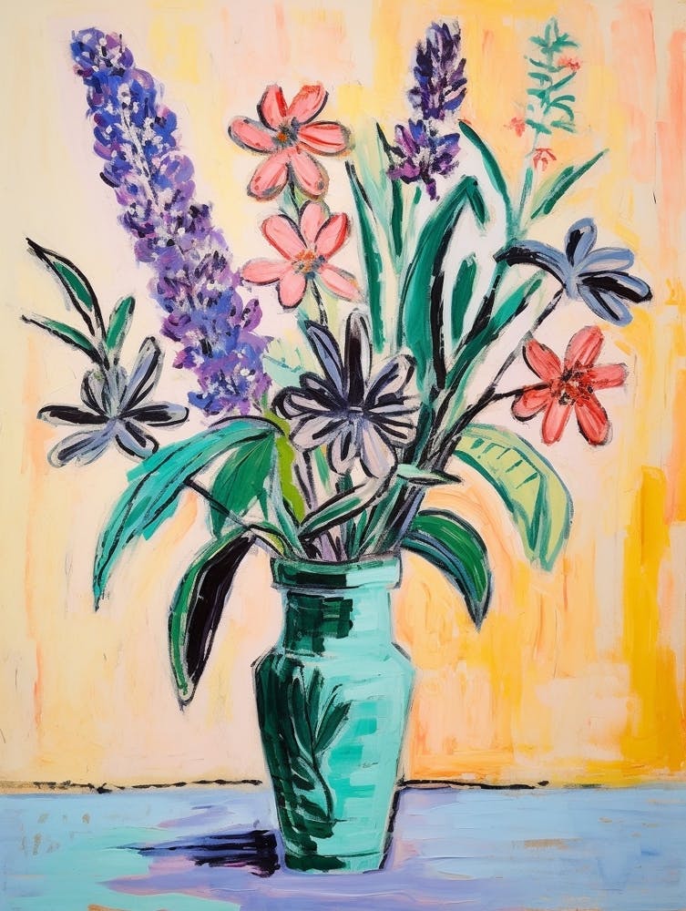 Blumenmalerei im Fauvismus-Stil Lavendel 1
