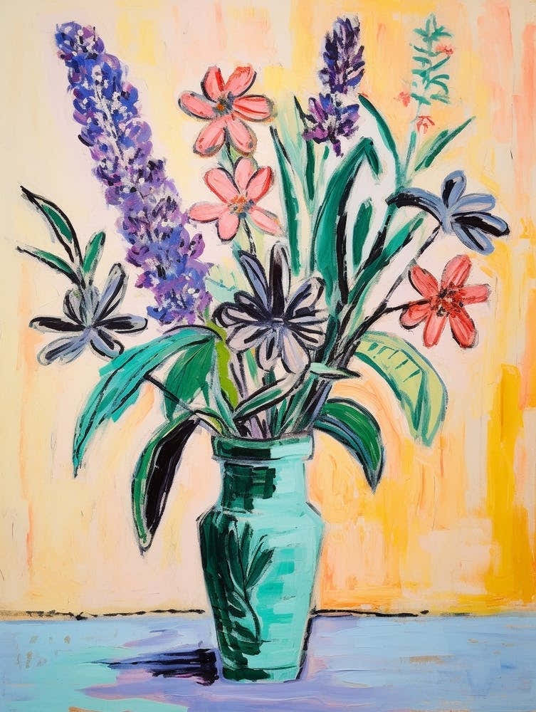 Flower Painting Fauvist Style Lavender 1