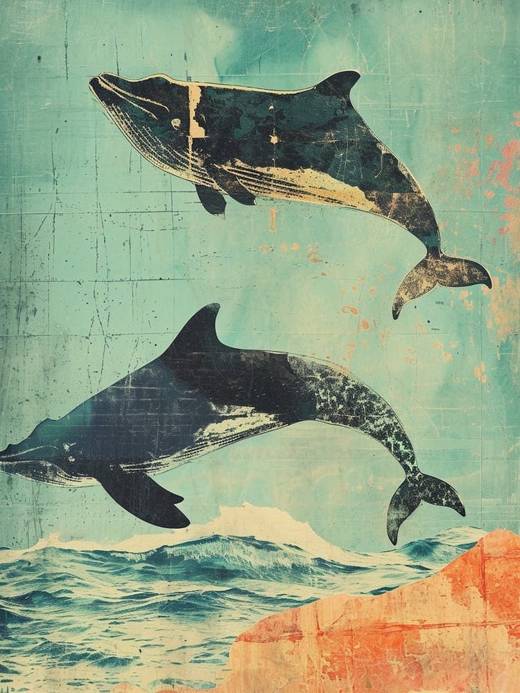 Kitsch Retro Whale Collage 1