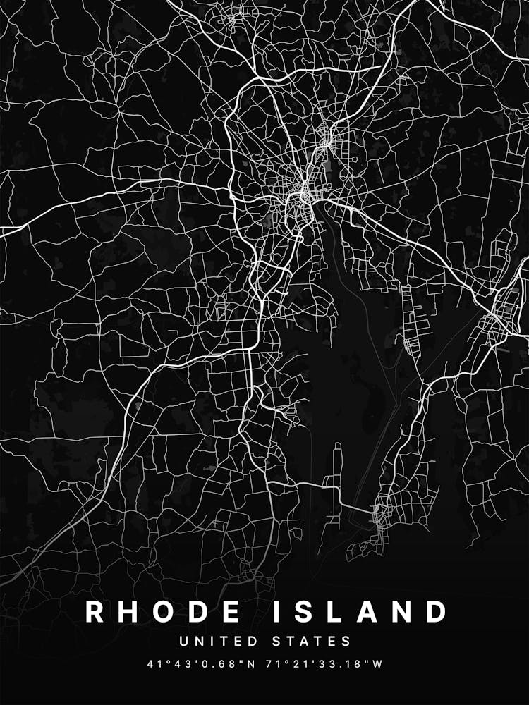 Rhode Island Usa Black Map
