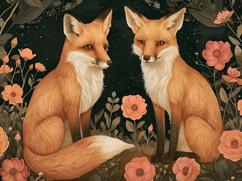 Floral Animal Illustration Fox 4