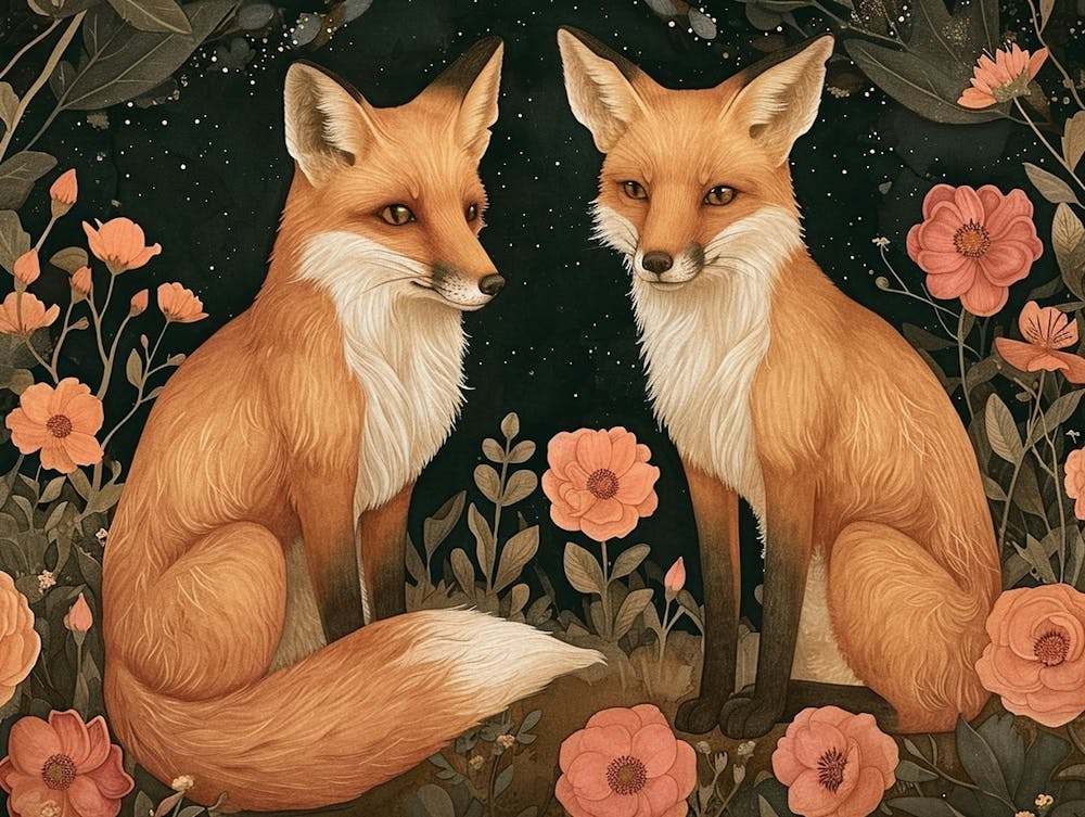 Floral Animal Illustration Fox 4