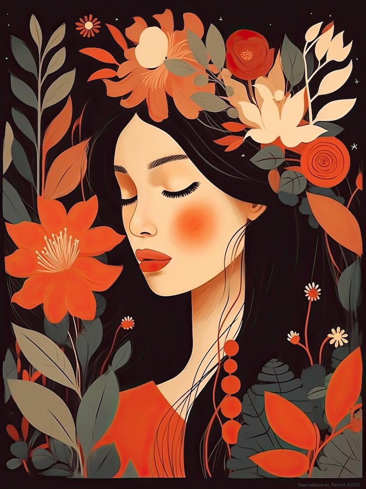 Bloom Body Woman Portrait Orange Tones 16