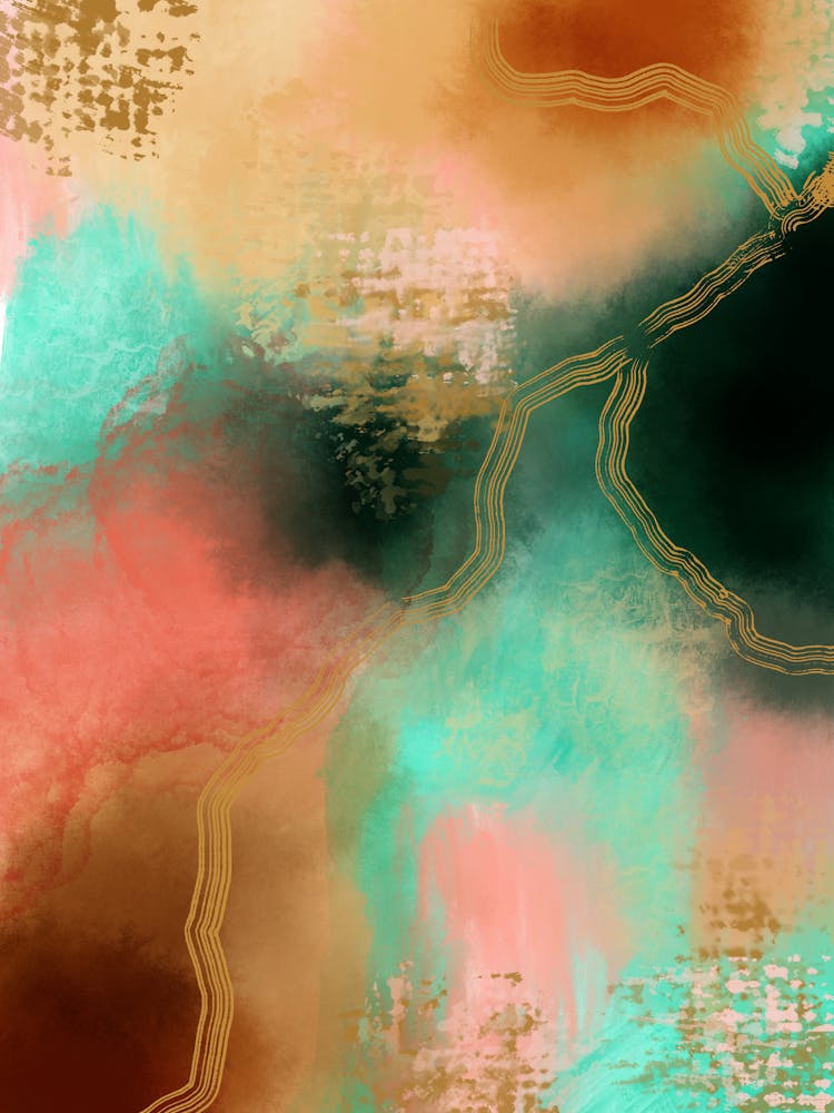 Luxury Green Agathe Gold Abstract Art
