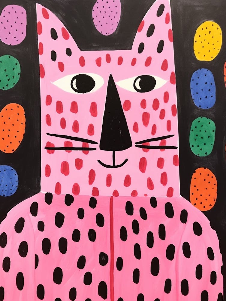 Pink Polka Dot Cat 1