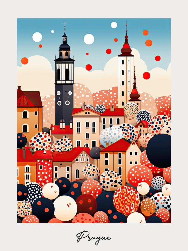 Poster Of Prague, Illustration In The Style Of Pop Art 3