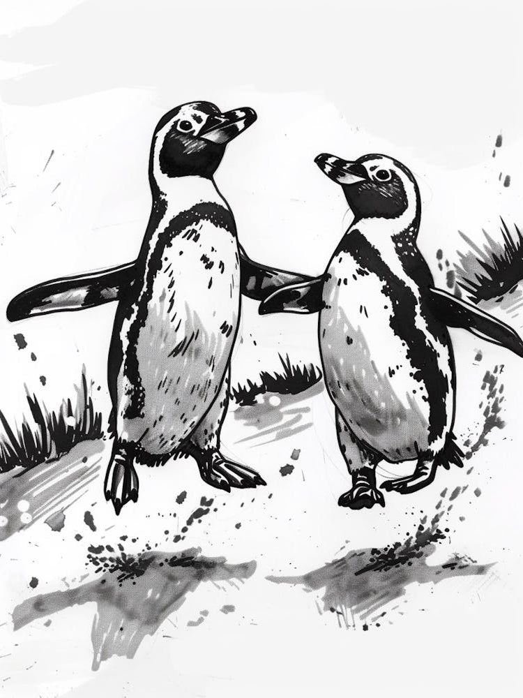 African Penguin Chasing Each Other 3
