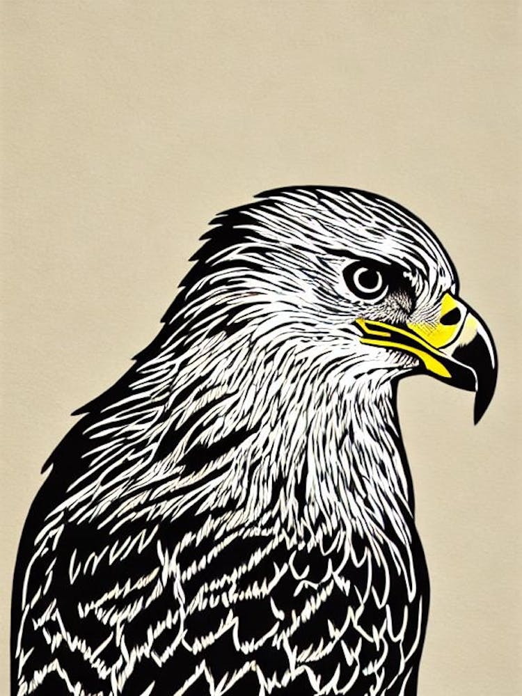 Golden Eagle Linocut Bird