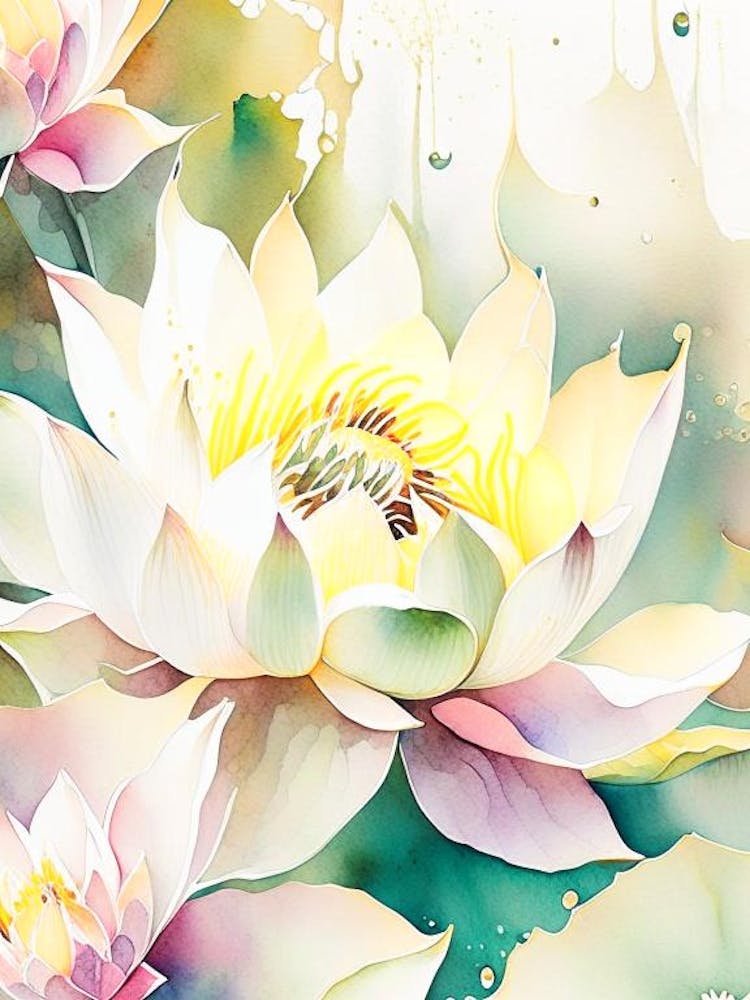 Lotus Flower Repeat Pattern Storybook Watercolour 1