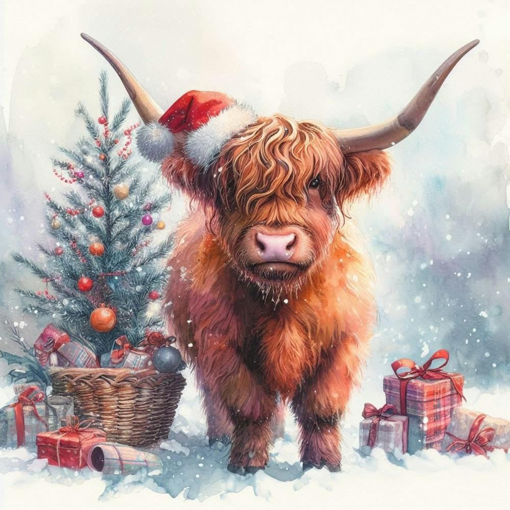 Christmas Highland Cow 1