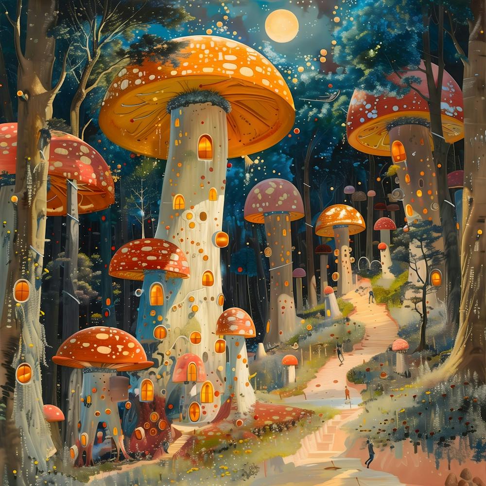 Mushrooms In The Forest, Pop Surrealism, Lowbrow