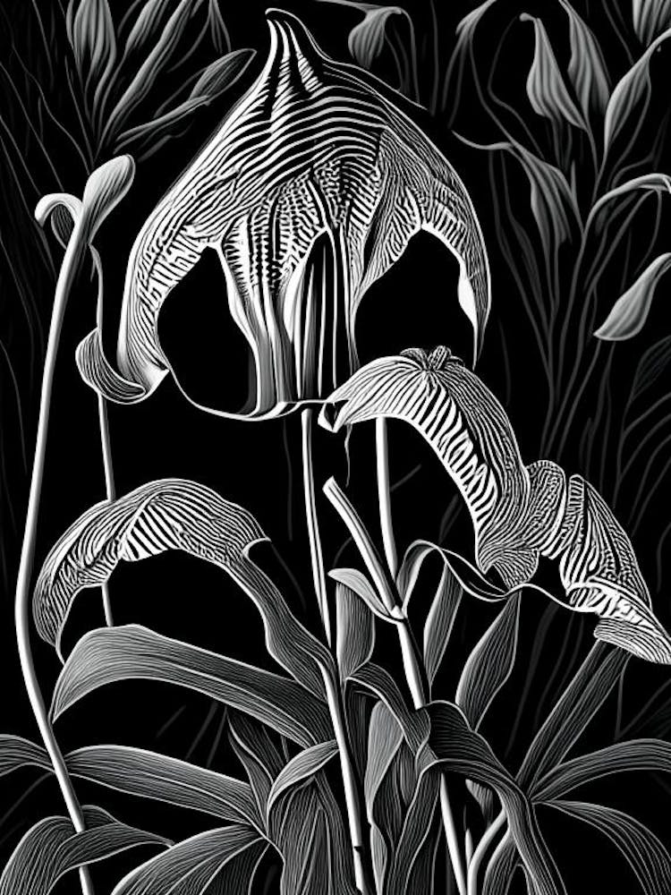 Jack In The Pulpit Wildflower Linocut 1