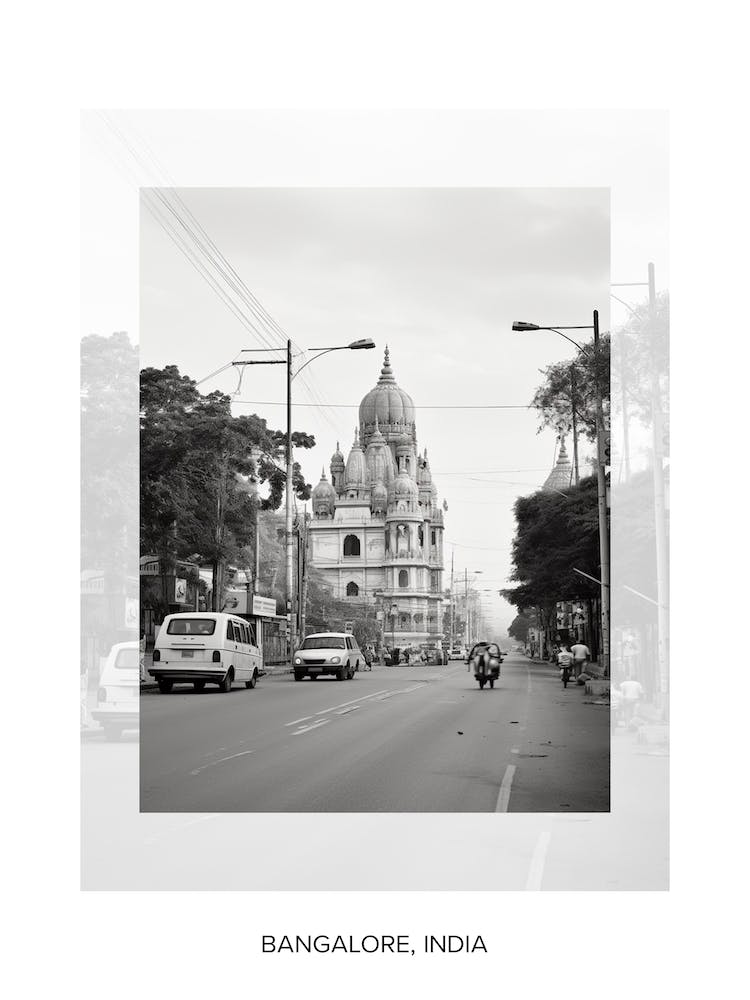 Poster Of Bangalore, India, Black And White Old Photo 2