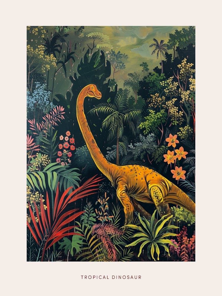 Dinosaur In The Tropical Landscape Painting 1 Poster