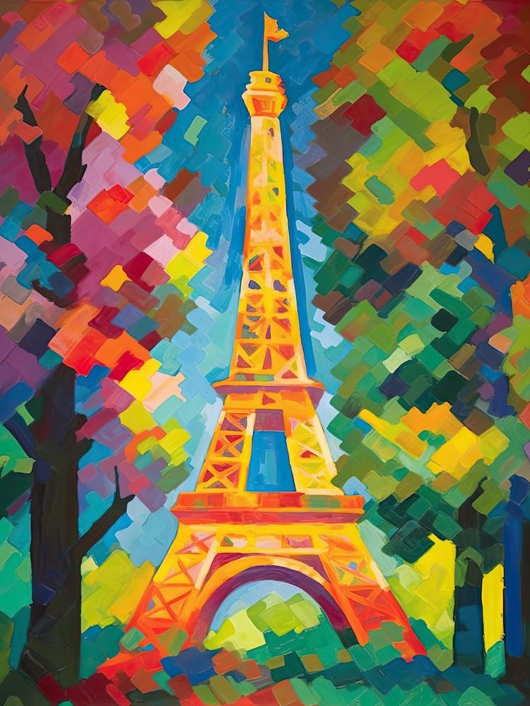 Eiffel Tower Paris France David Hockney Style 16
