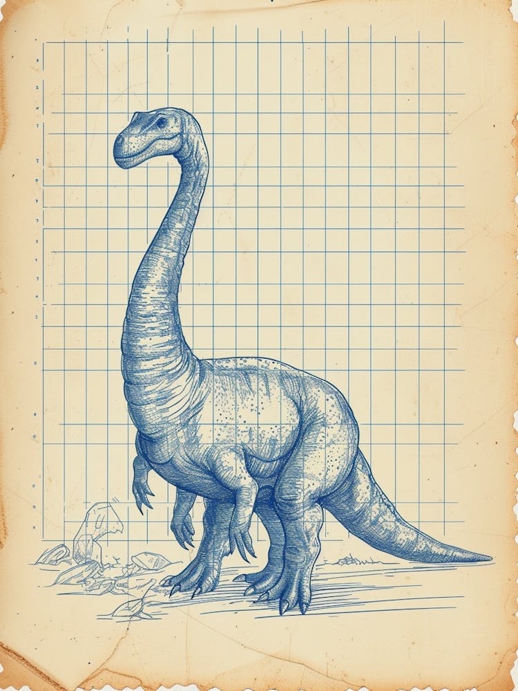 Corythosaurus Dinosaur Blue Print Sketch 2