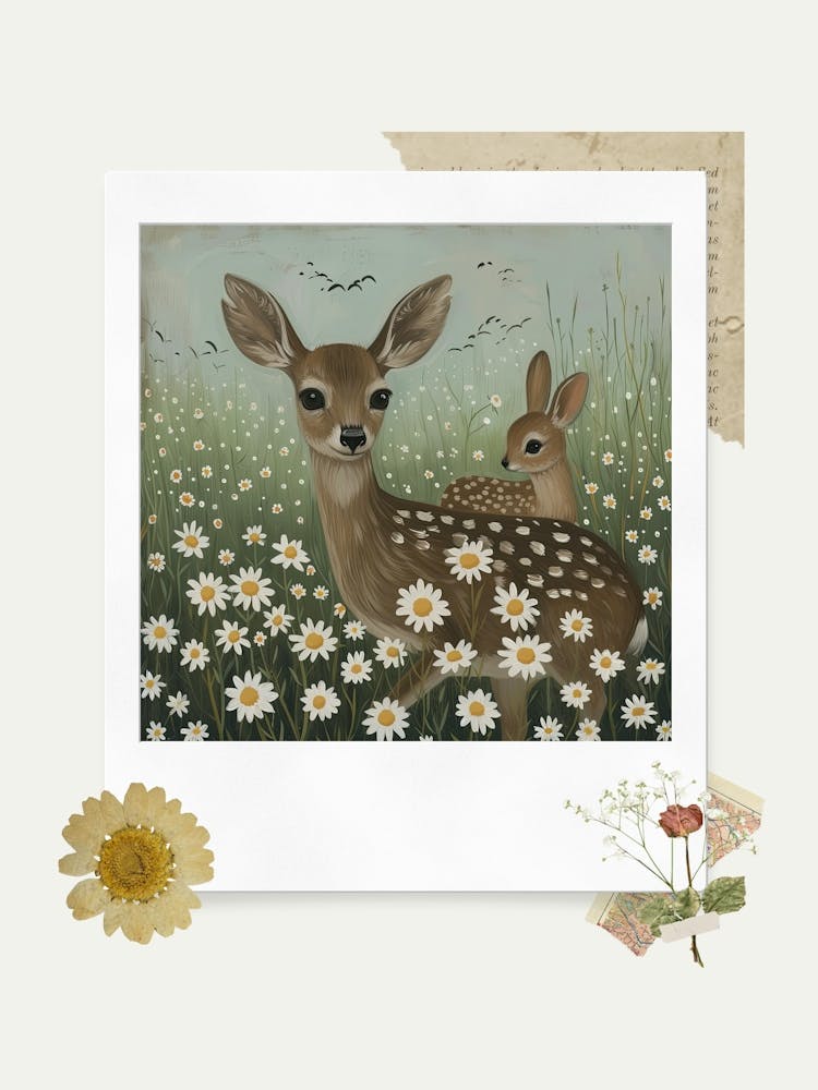 Scrapbook Deer And Bunnies Fairycore Painting 2