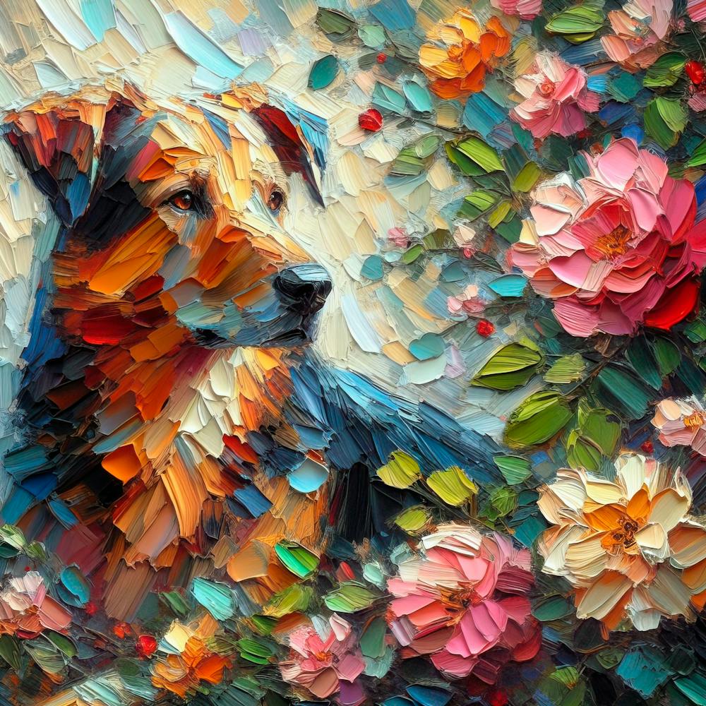 Dog With Roses