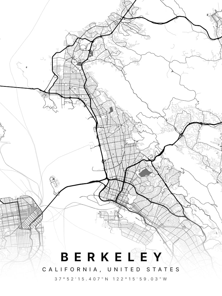 Berkeley California USA White Map