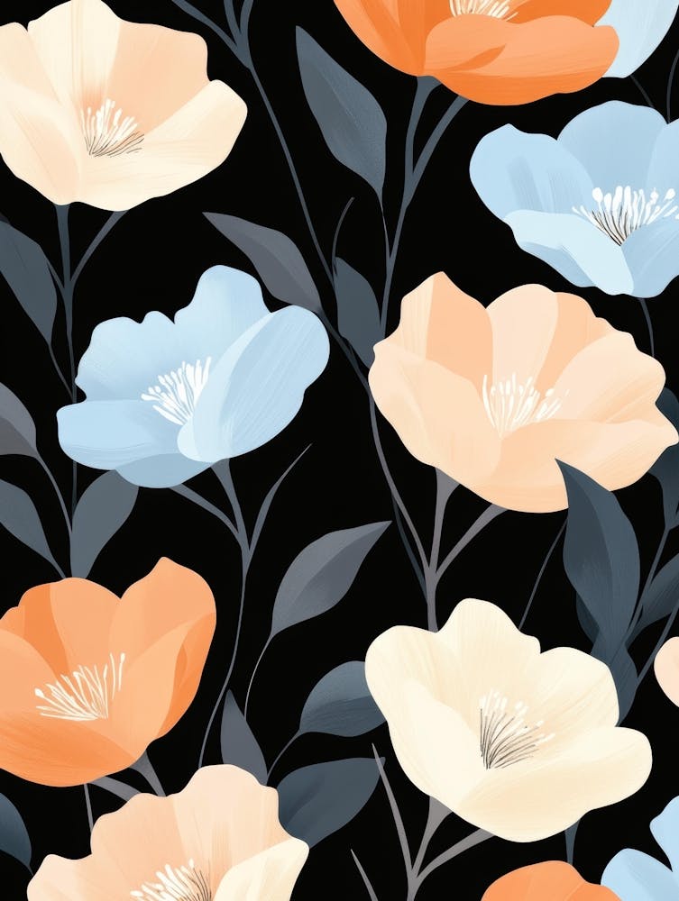 Poppies On Black Background