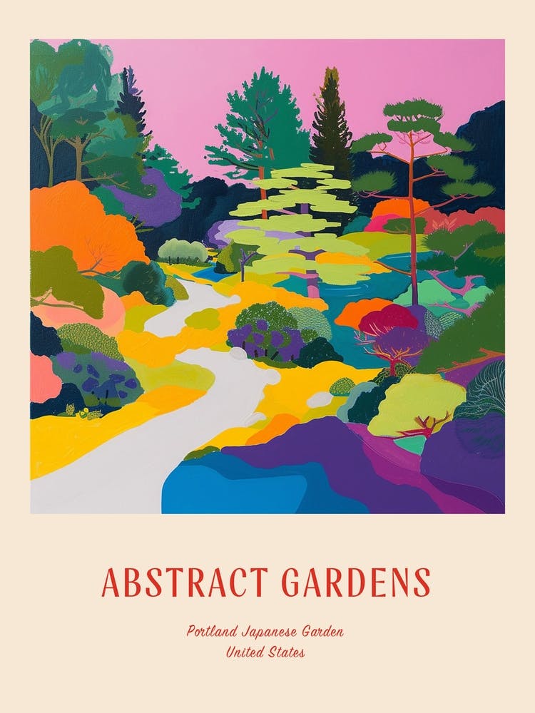 Colourful Gardens Portland Japanese Garden Usa 3 Red Poster