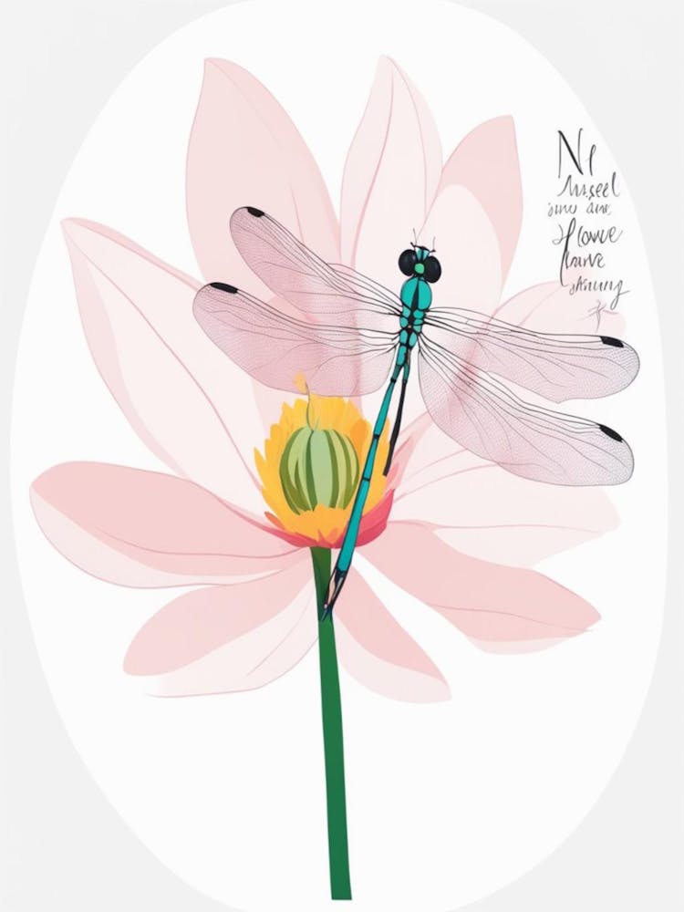 Dragonfly On Lotus Flower
