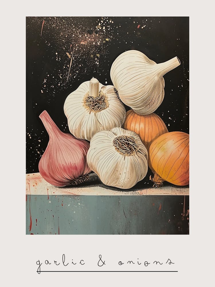 Art Deco Garlic & Onions 2 Poster