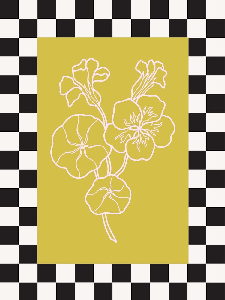 Modern Checkered Flower Poster  6