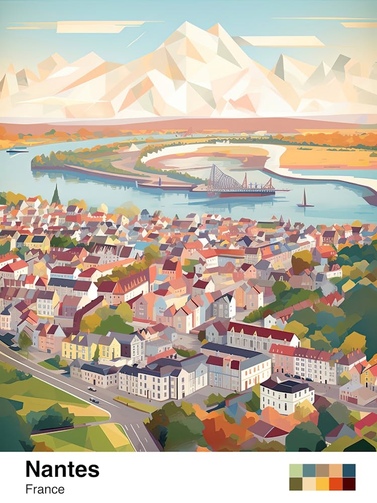 Nantes, France, Geometric Illustration 4 Poster