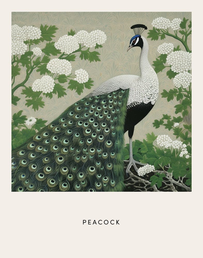 Ohara Koson Inspiré Peinture d'Oiseau Paon 2 Affiche