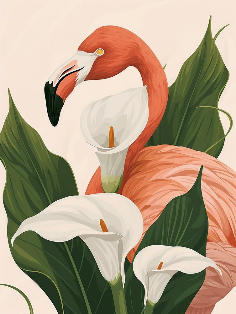 Jamess Flamant Rose et Calla Illustration Minimaliste 1