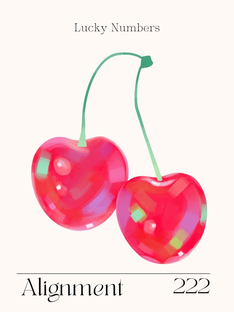 Cherries Retro Alignment Angel Numbers 222