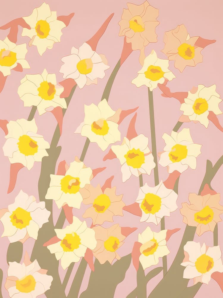 Daffodils Flower Big Bold Illustration 3
