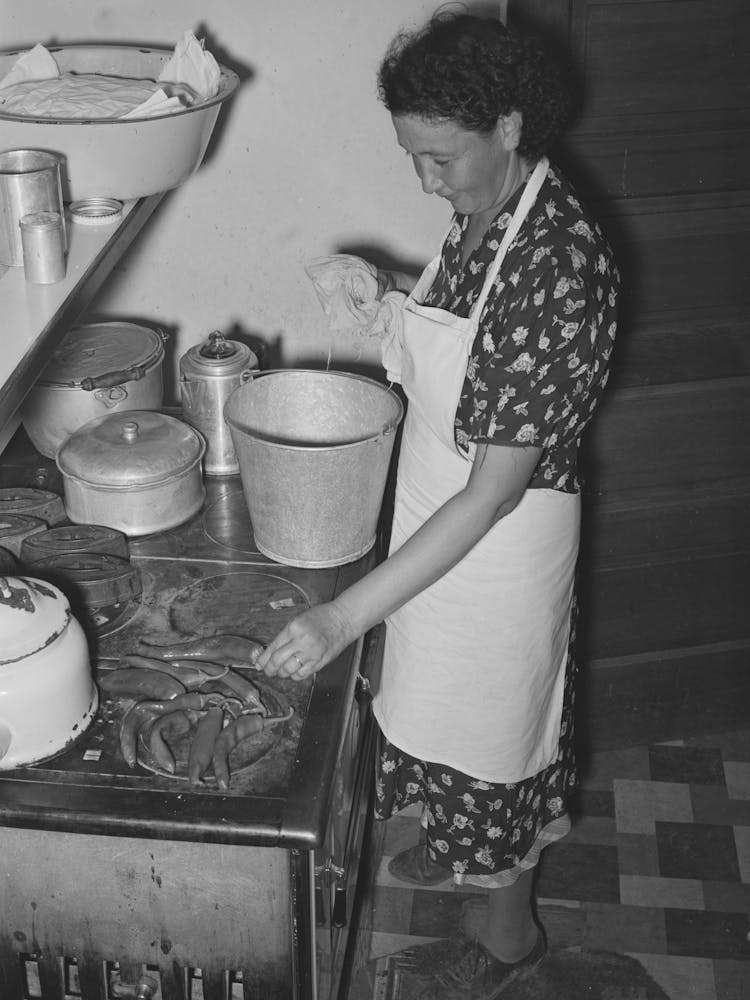 Untitled Photo, Possibly Related To Spanish American Woman Removing Baked Bread From Oven Farm Near Tao