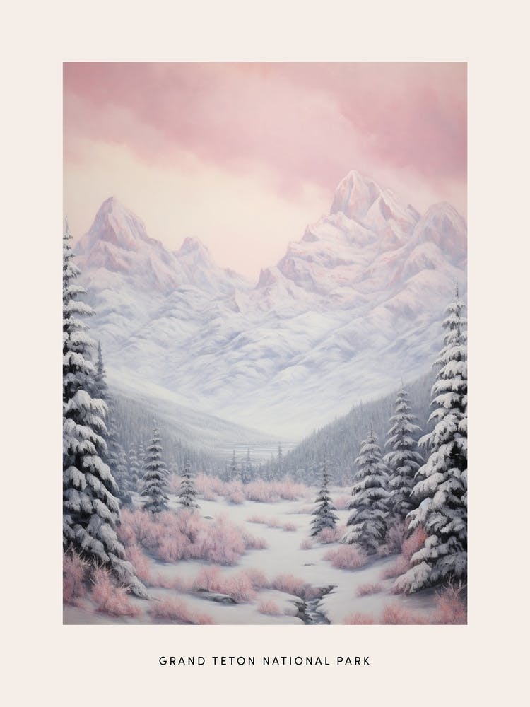 Dreamy Winter National Park Poster  Grand Teton National Park United States 4