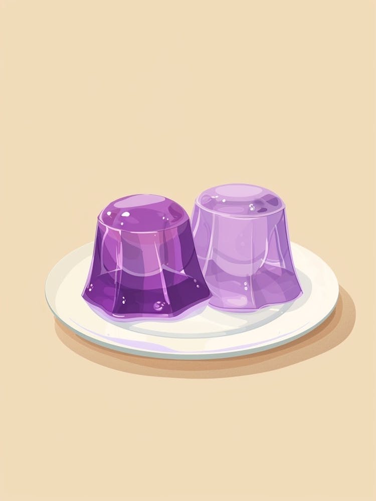 Purple Jelly On A Plate Beige Illustration