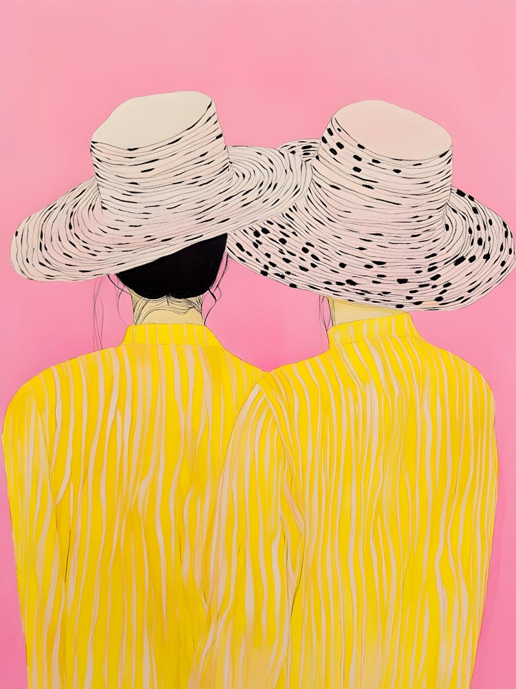 Two Women In Yellow Hats